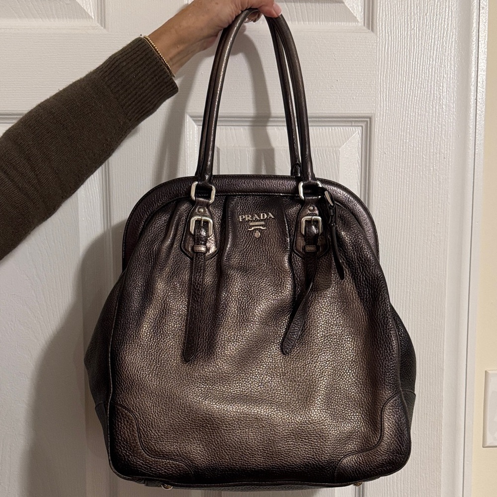 Vintage Prada ombré metallic silver/gray handbag